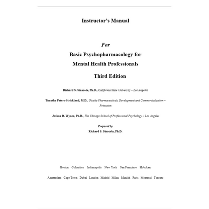 Solution Manual For Basic Psychopharmacology for Mental Health Professionals 3rd Edition By Sinacola-Socratu