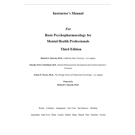Solution Manual For Basic Psychopharmacology for Mental Health Professionals 3rd Edition By Sinacola-Socratu
