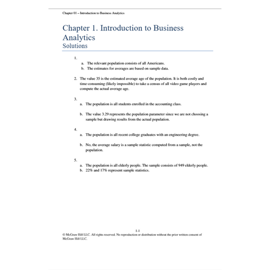 Solution Manual For Business Analytics 2nd Edition By Jaggia-Socratu