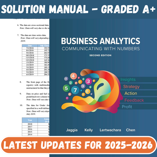 Solution Manual For Business Analytics 2nd Edition By Jaggia-Socratu