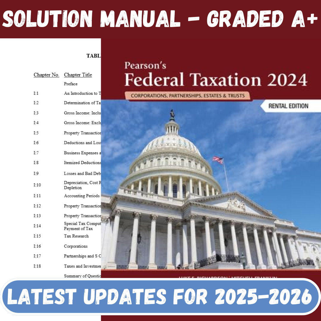 Solution Manual For Pearson’s Federal Taxation 2024 Corporations 37th Edition By Franklin-Socratu
