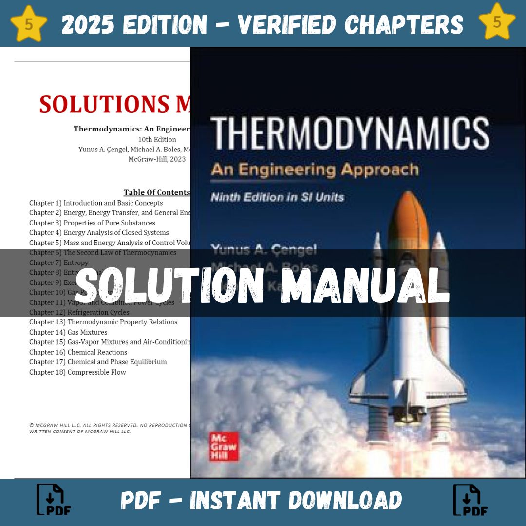 Solution Manual – Thermodynamics An Engineering Approach 10th Edition (Cengel, 2024)-Socratu