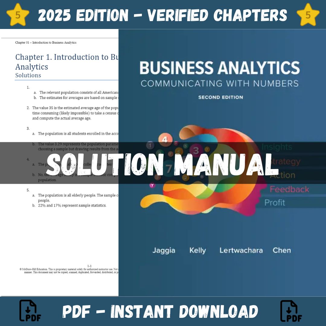 Solution Manual – for Business Analytics 2nd Edition (Jaggia, 2023)-Socratu