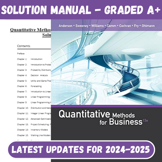 Solution Manual for Quantitative Methods for Business 13th Edition by Anderson-Socratu