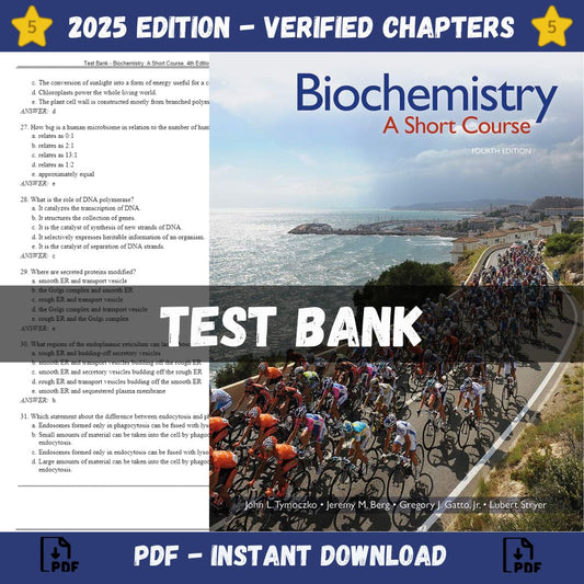 Test Bank – Biochemistry-A Short Course, 4th Edition (Tymoczko, 2019)-Socratu