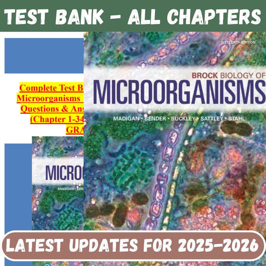 Test Bank Brock Biology of Microorganisms, Madigan, 16th Edition by Michael T. Madigan-Socratu