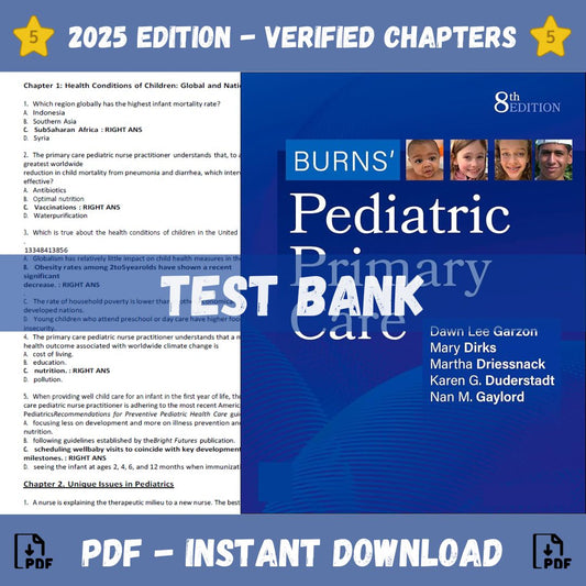 Test Bank – Burns’ Pediatric Primary Care, 8th Edition (Lee Garzon, 2024)-Socratu