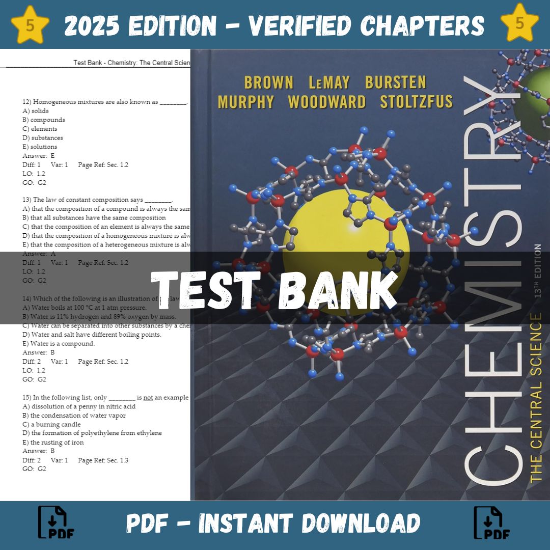 Test Bank – Chemistry The Central Science, 13th Edition (Brown, 2015)-Socratu