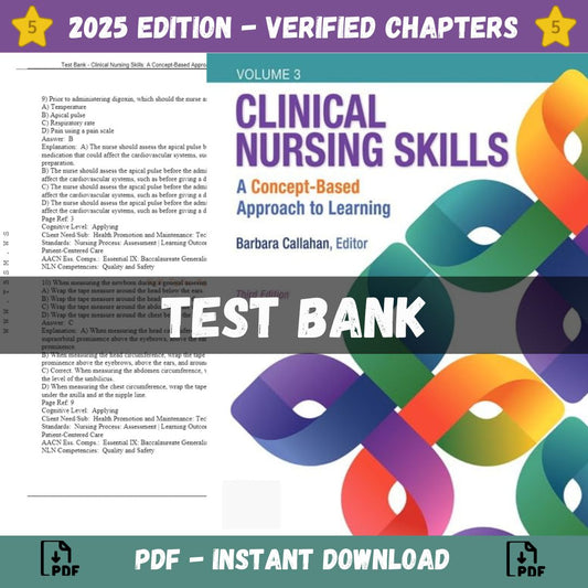 Test Bank – Clinical Nursing Skills A Concept-Based Approach, 3rd Edition (Callahan, 2019)-Socratu