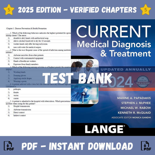 Test Bank – Current Medical Diagnosis And Treatment 2024, 63rd Edition (Maxine Papadakis, 2024)-Socratu
