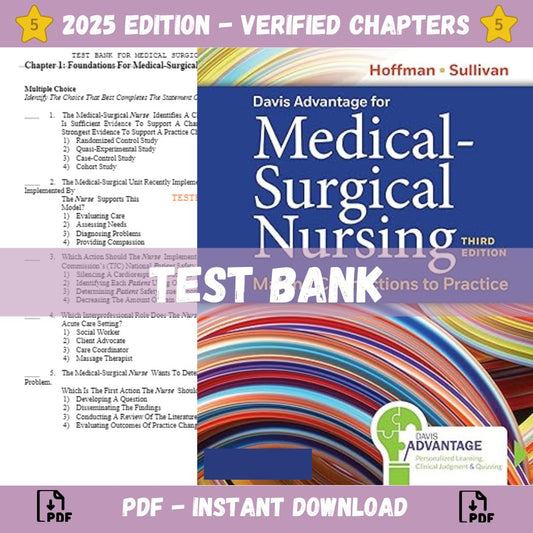 Test Bank – Davis Advantage for Medical-Surgical Nursing 3rd Edition (Hoffman, 2023)-Socratu