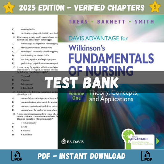 Test Bank – Davis Advantage for Wilkinson’s Fundamentals of Nursing 2 Volume Set: Theory, Concepts, and Applications 5th Ed, ( Leslie S. Treas, 2024)-Socratu
