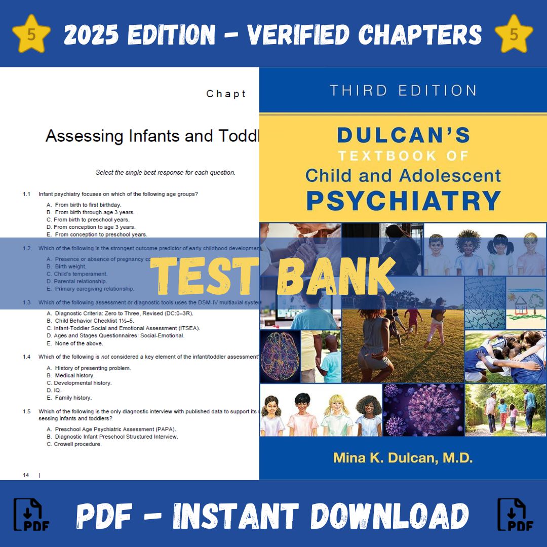 Test Bank – Dulcan’s Textbook of Child and Adolescent Psychiatry, 3rd Edition (Mina K. Dulcan, 2021)-Socratu
