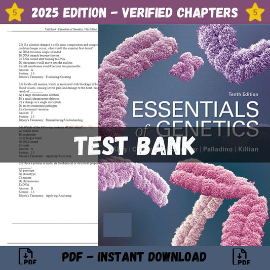 Test Bank – Essentials of Genetics, 10th Edition (Klug, 2020)-Socratu
