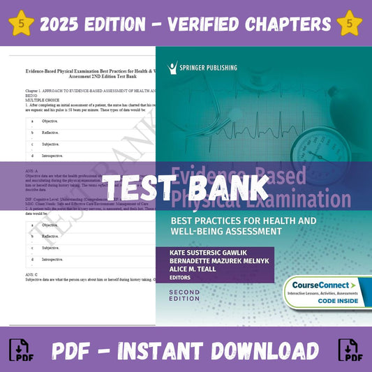 Test Bank – Evidence-Based Physical Examination Best Practices for Health & Well-Being Assessment, 2nd Edition (Kate Gawlik ,2024)-Socratu