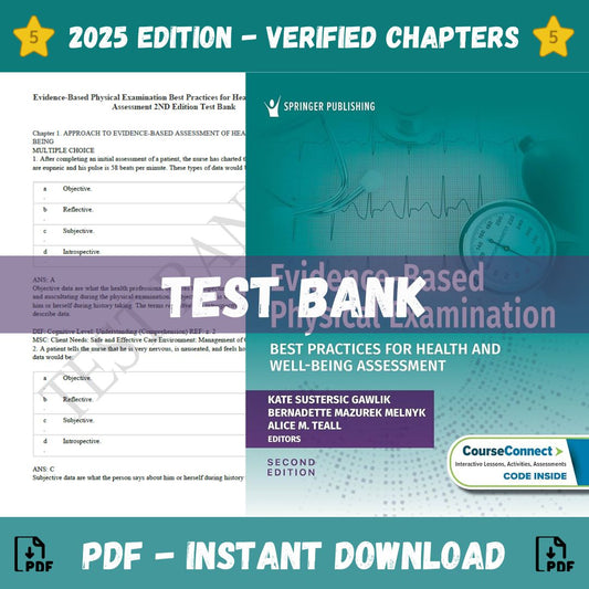 Test Bank – Evidence-Based Physical Examination Best Practices for Health & Well-Being Assessment, 2nd Edition (Kate Sustersic, 2024)-Socratu