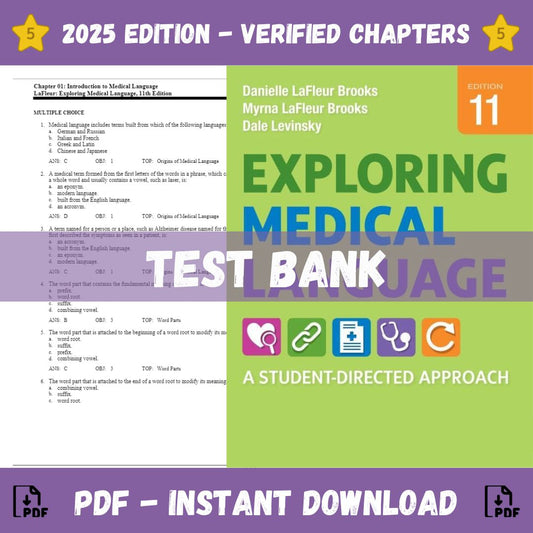 Test Bank – Exploring Medical Language 11th Edition (LaFleur Brooks, 2021)-Socratu