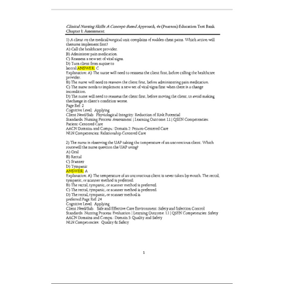 Test Bank For Clinical Nursing Skills A Concept-Based Approach, Volume 3 4th Edition By Callahan-Socratu