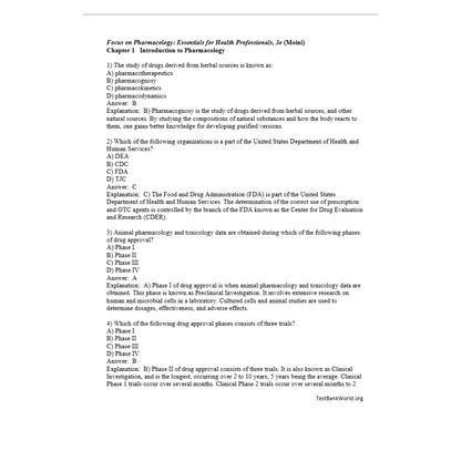 Test Bank For Focus on Pharmacology Essentials for Health Professionals 3rd Edition By Moini-Socratu