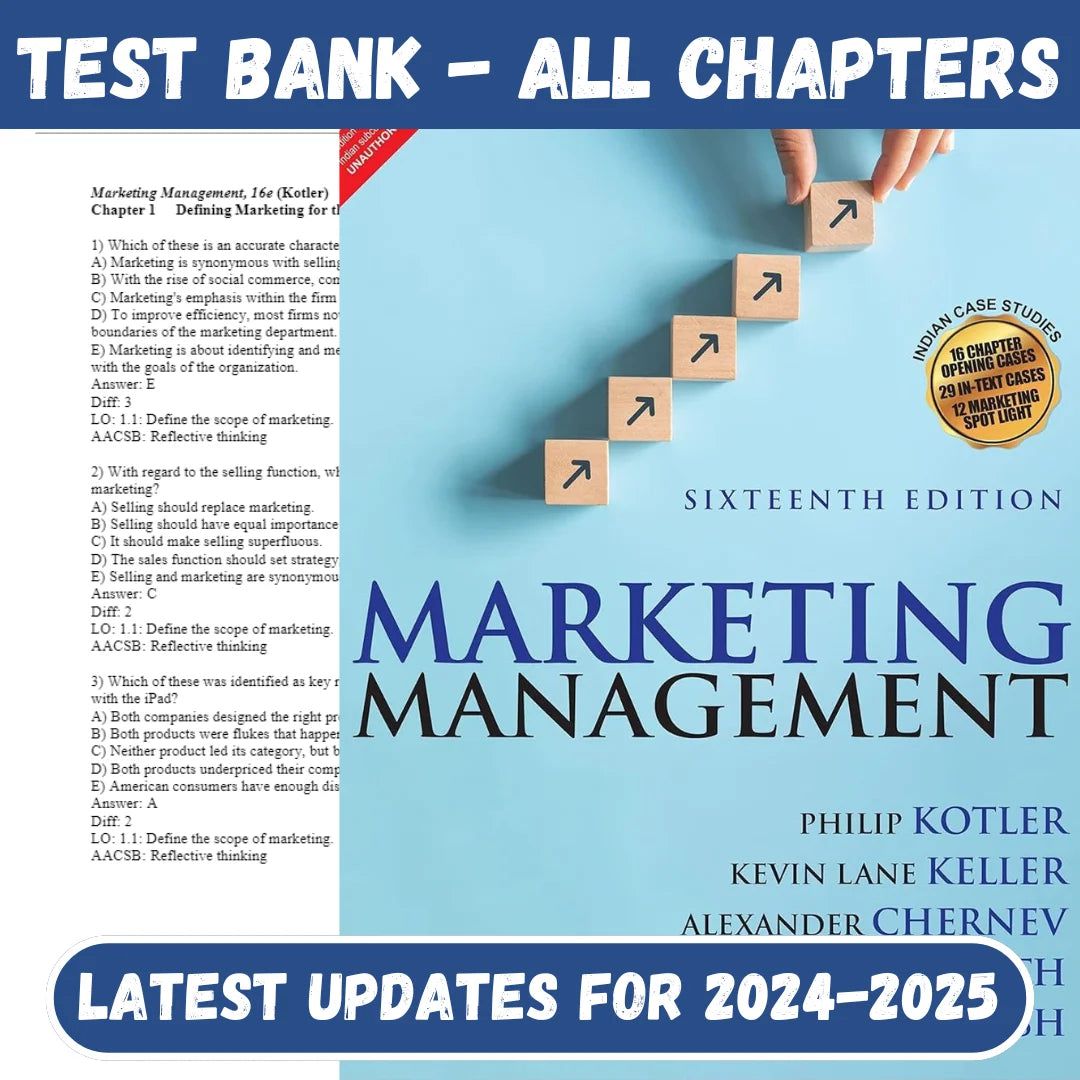 Test Bank For Marketing Management, 16th Edition by Philip Kotler-Socratu