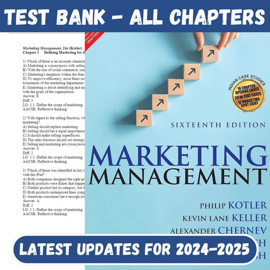 Test Bank For Marketing Management, 16th Edition by Philip Kotler-Socratu