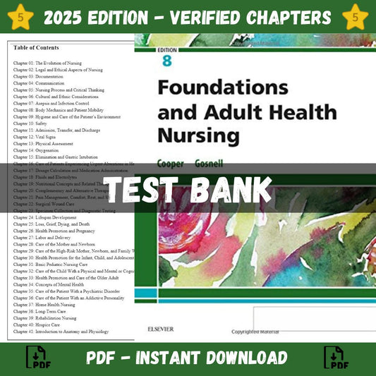 Test Bank – Foundations and Adult Health Nursing, 8th Edition (Cooper, 2019)-Socratu