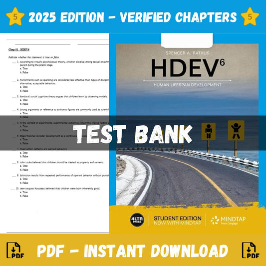 Test Bank – HDEV human lifespan development, 6th Edition (Spencer A. Rathus, 2019)-Socratu