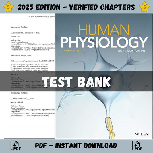 Test Bank – Human Physiology, 2nd Edition (Derrickson, 2019)-Socratu