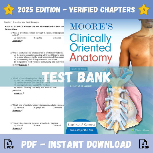 Test Bank – Moore’s Clinically Oriented Anatomy, 9th Edition (Dalley, 2022)-Socratu