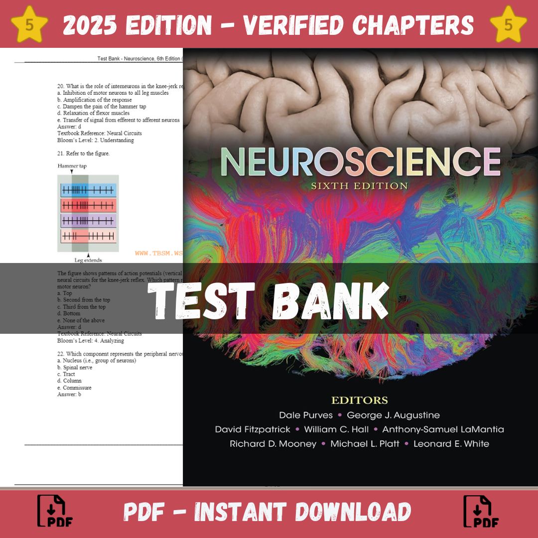 Test Bank – Neuroscience, 6th Edition (Purves, 2018)-Socratu