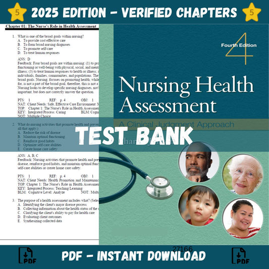 Test Bank Nursing Health Assessment A Clinical Judgment Approach, 4th Edition-Socratu