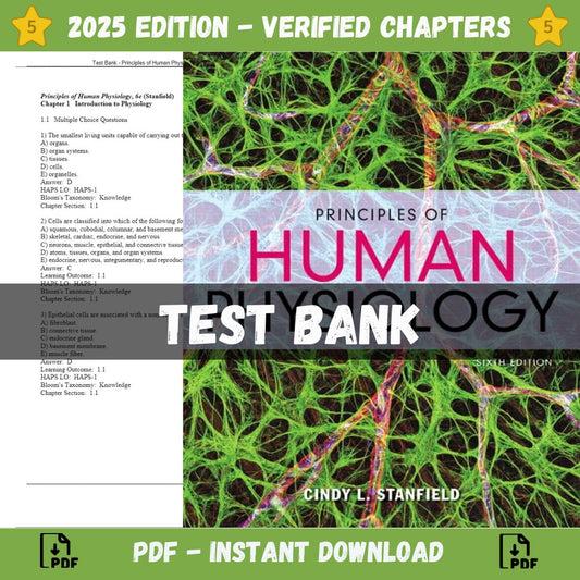 Test Bank – Principles of Human Physiology, 6th Edition (Stanfield, 2016)-Socratu