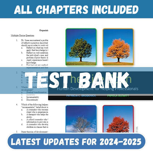 Test Bank - The Life Span, Human Development for Helping Professionals 5th Edition by Patricia Broderick, Pamella Blewitt-Socratu