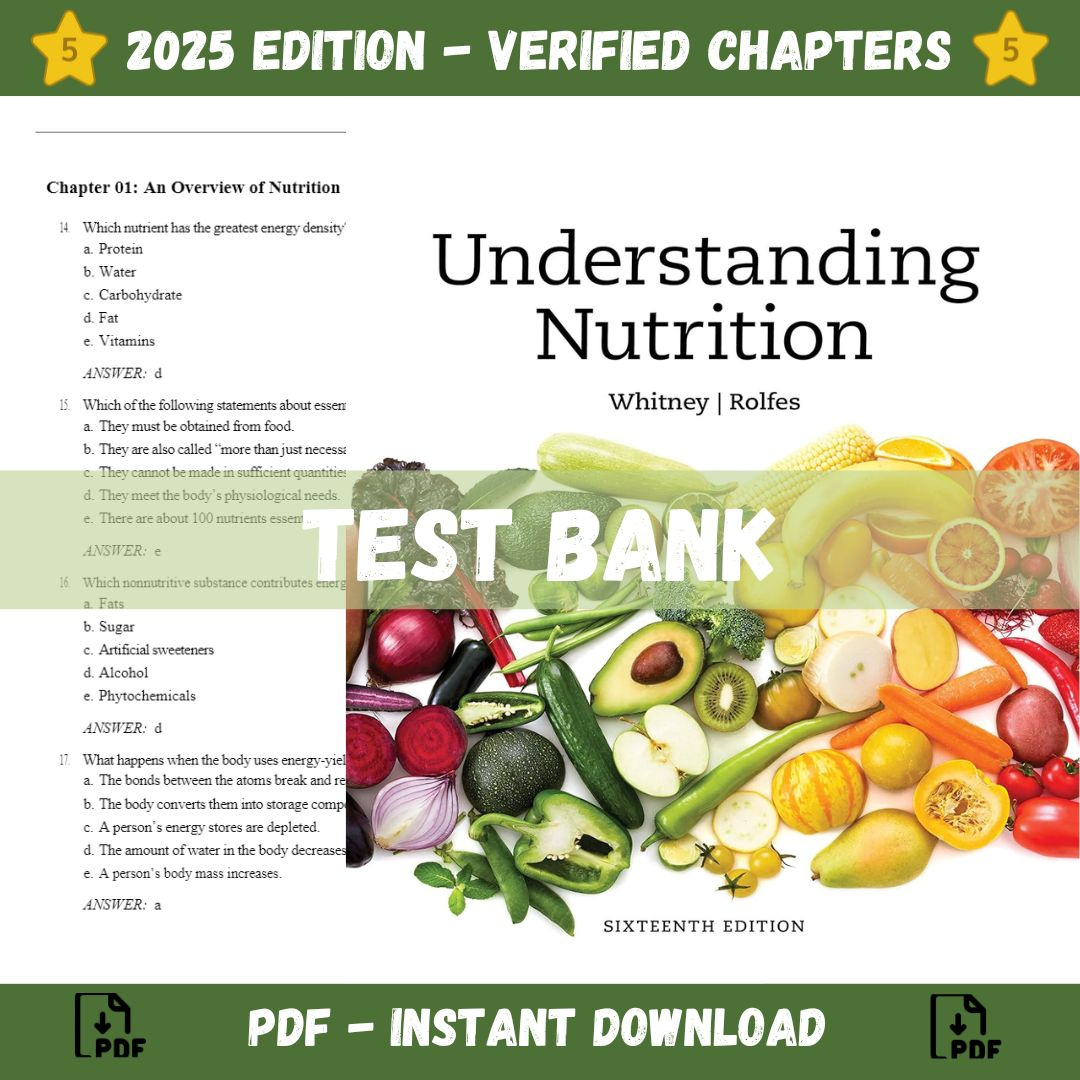 Test Bank – Understanding Nutrition 16th Edition (Whitney, 2022)-Socratu