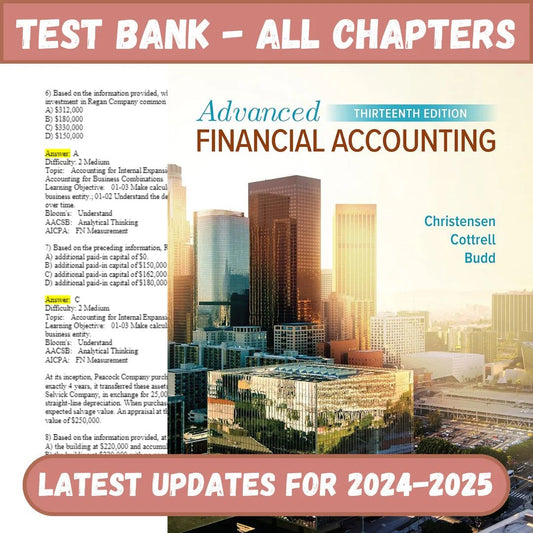 Test Bank for Advanced Financial Accounting 13th Edition by Christensen-Socratu