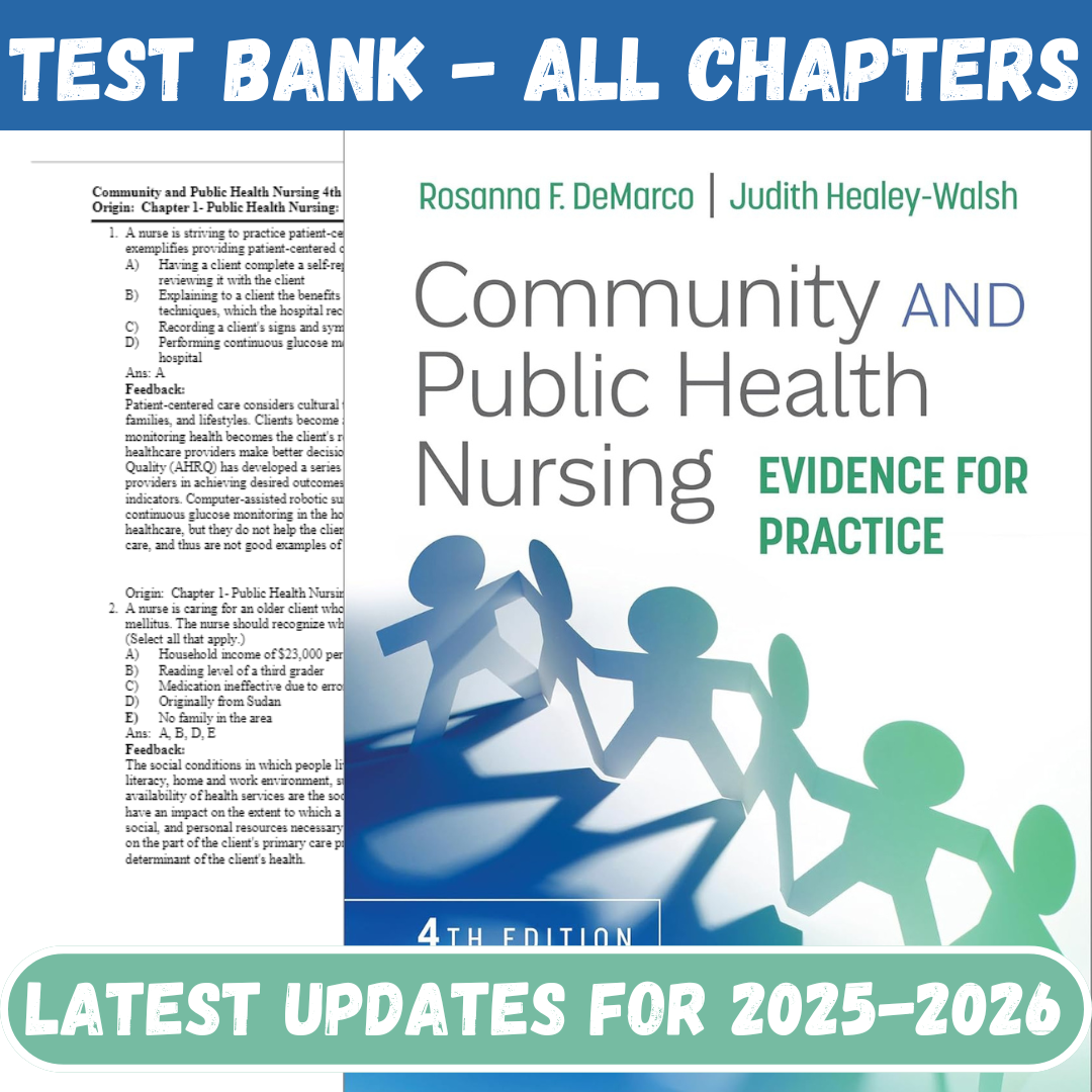 Test Bank for Community and Public Health Nursing: Evidence for Practice, 4th Edition by Rosanna DeMarco-Socratu