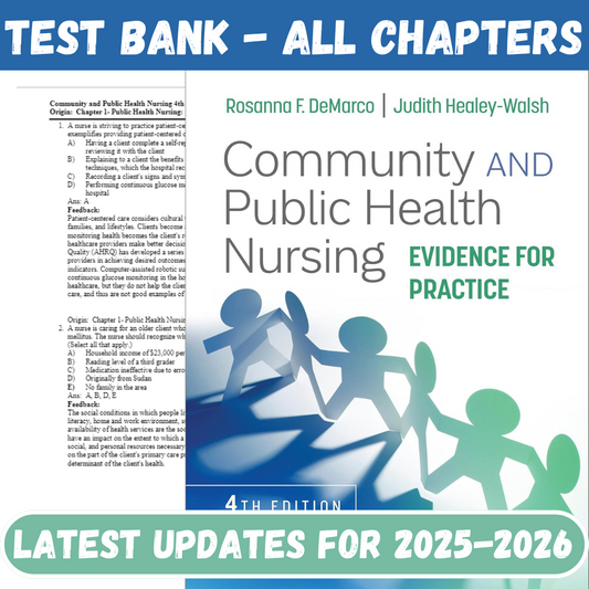 Test Bank for Community and Public Health Nursing: Evidence for Practice, 4th Edition by Rosanna DeMarco-Socratu