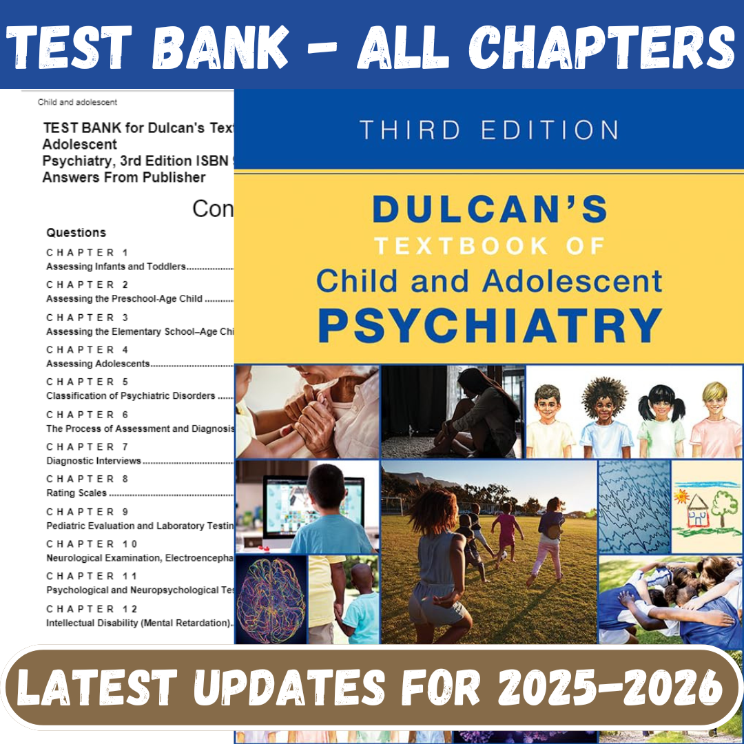 Test Bank for Dulcan’s Textbook of Child and Adolescent Psychiatry 3rd Edition-Socratu