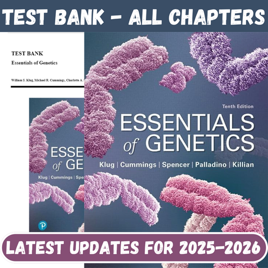 Test Bank for Essentials of Genetics, 10th Edition by Klug-Socratu