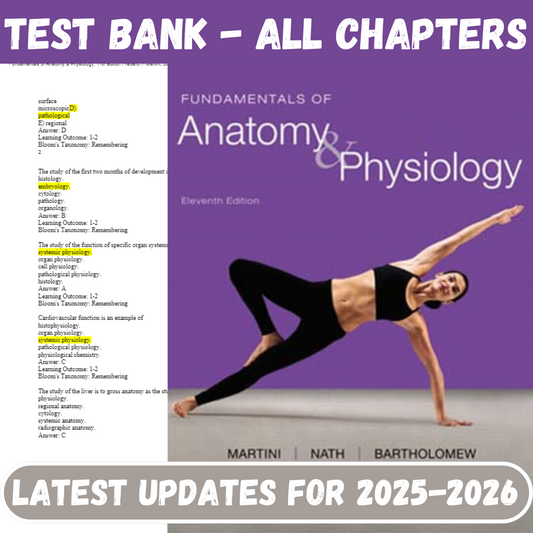 Test Bank for Fundamentals of Anatomy and Physiology 11th Edition by Nath Bartholomew Martini-Socratu