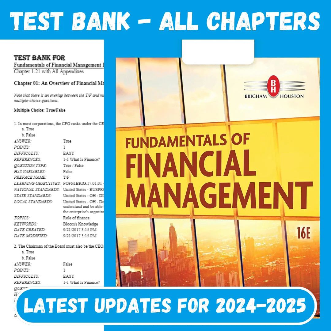 Test Bank for Fundamentals of Financial Management 16th Edition by Brigham-Socratu