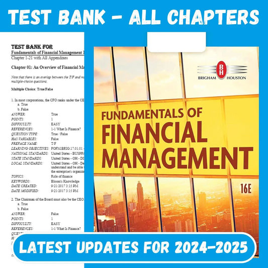Test Bank for Fundamentals of Financial Management 16th Edition by Brigham-Socratu