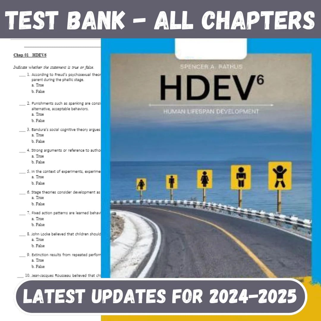 Test Bank for HDEV : human lifespan development 6th Edition by Spencer A. Rathus-Socratu