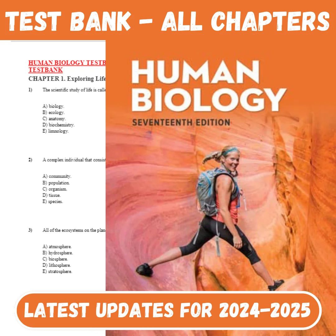 Test Bank for Human Biology Test Bank- 17th Edition by Sylvia S. Mader-Socratu