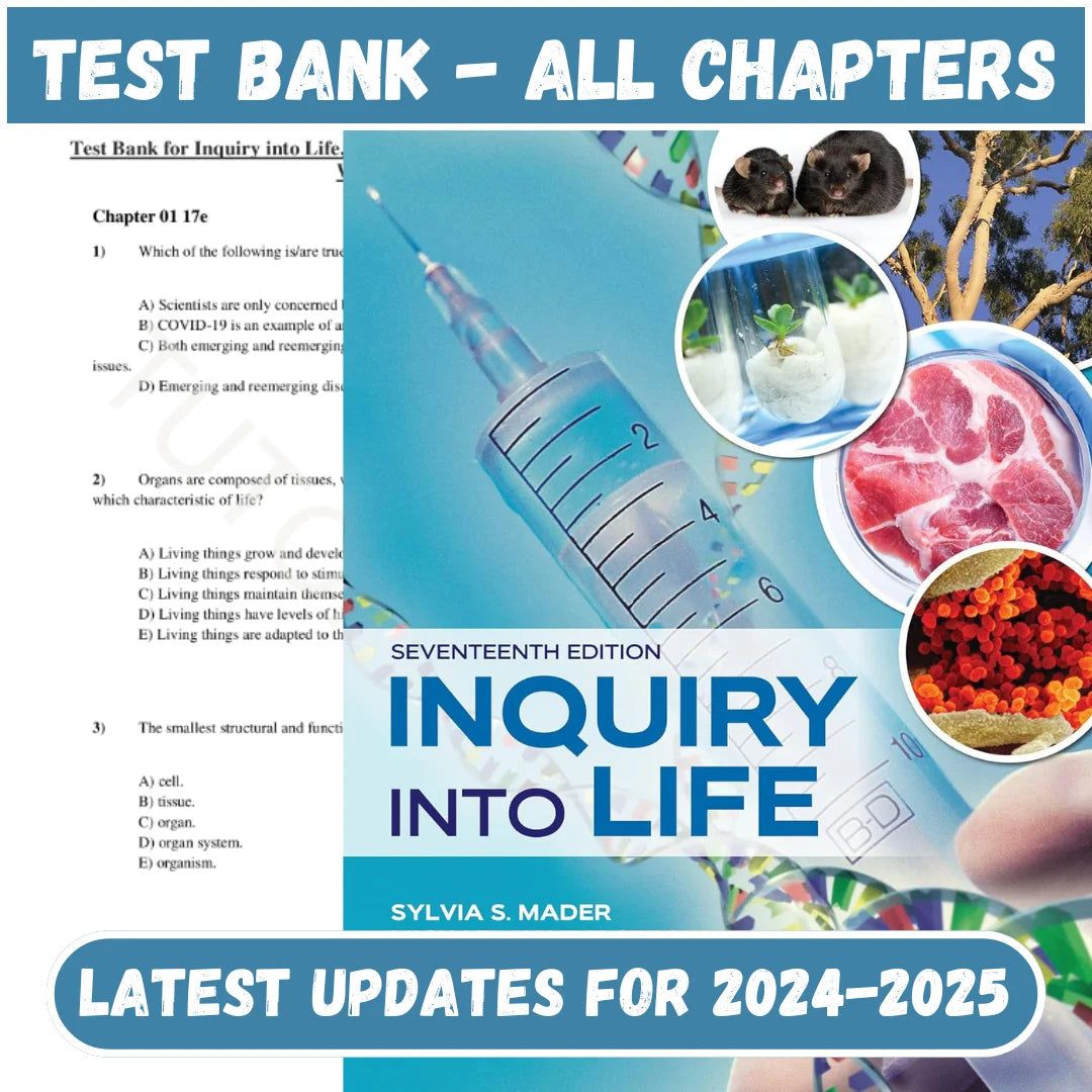 Test Bank for Inquiry into Life 17th Edition by Mader-Socratu