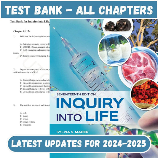 Test Bank for Inquiry into Life 17th Edition by Mader-Socratu
