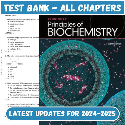 Test Bank for Lehninger Principles of Biochemistry 8th Edition by Nelson-Socratu
