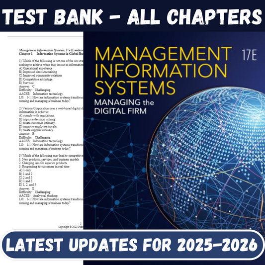 Test Bank for Management Information Systems Managing the Digital Firm, 17th Edition by Laudon Kenneth-Socratu