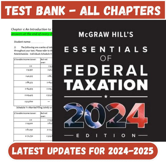 Test Bank for Mcgraw-hill’s Essentials Of Federal Taxation 2024 Edition, 15th Edition by Brian Spilker-Socratu