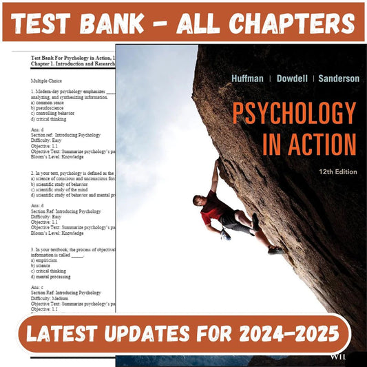 Test Bank for Psychology in Action 12th Edition by Huffman-Socratu